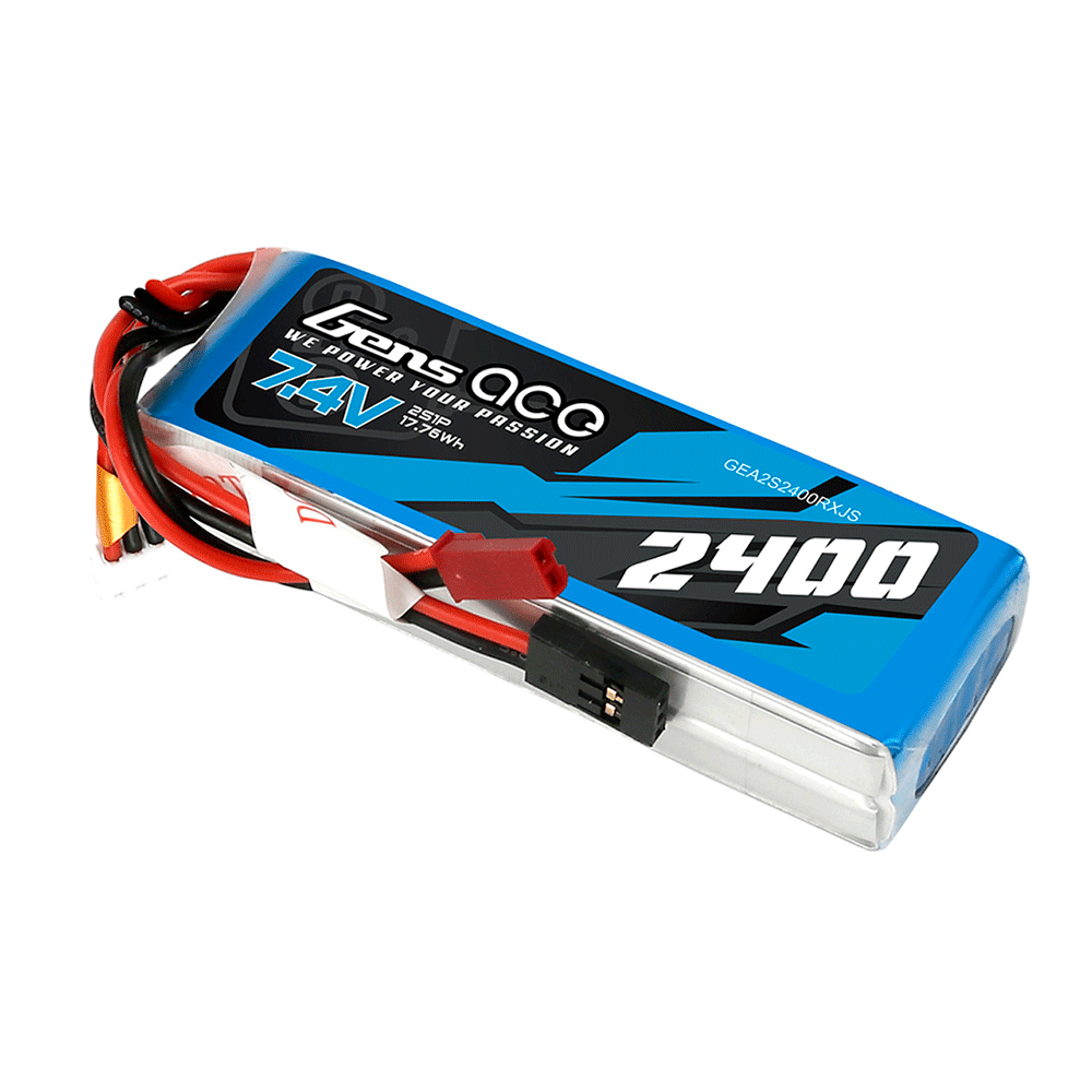 GENS ACE 7.4V 2400mAh 2S RX LiPo JST-SYP (Futaba) - Imagen 2